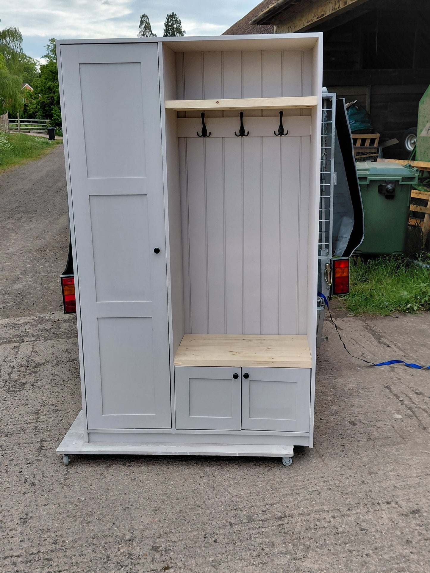 Bespoke Hallway coat unit with side cupboard