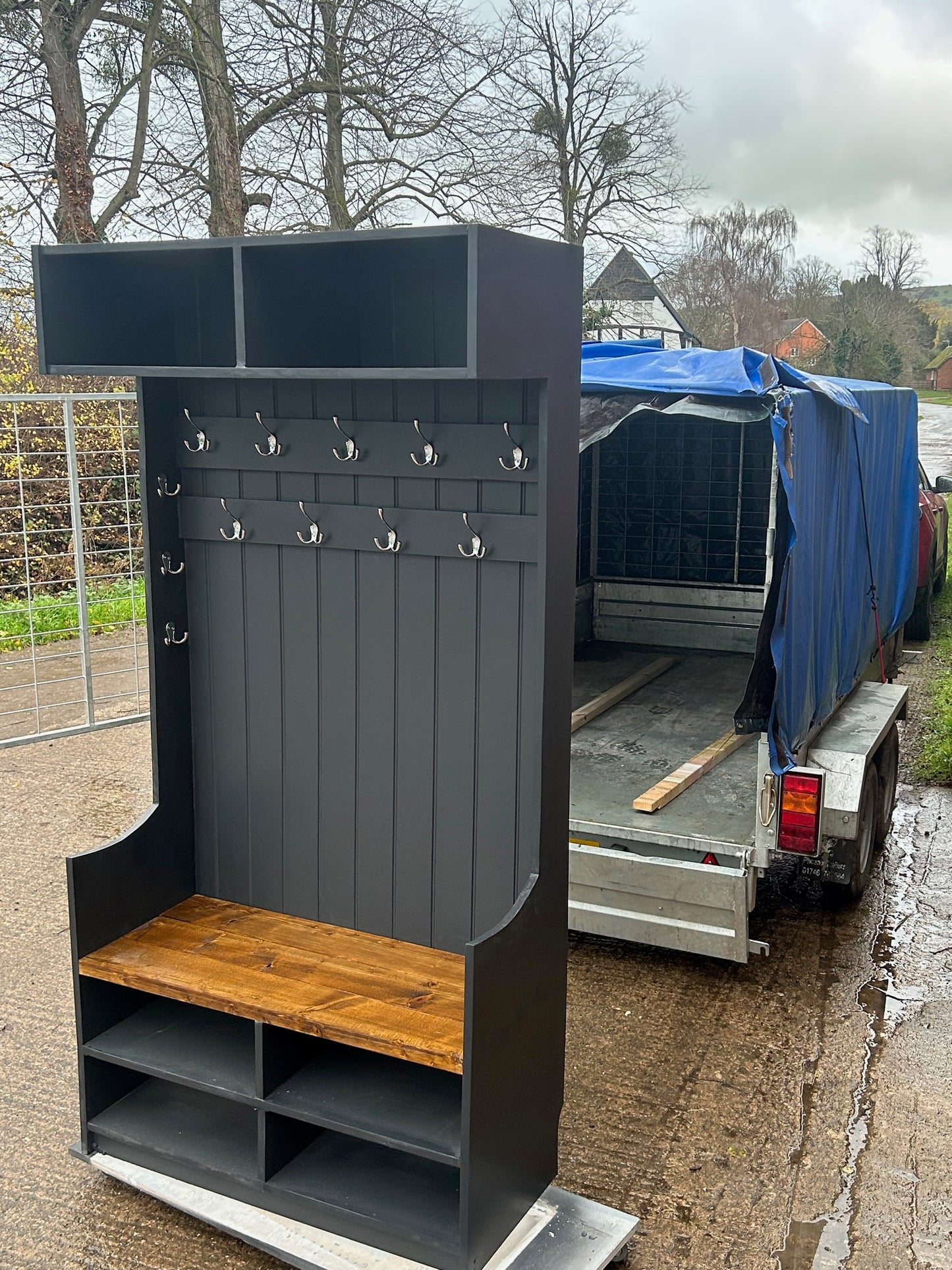 Bespoke hall unit with over head storage