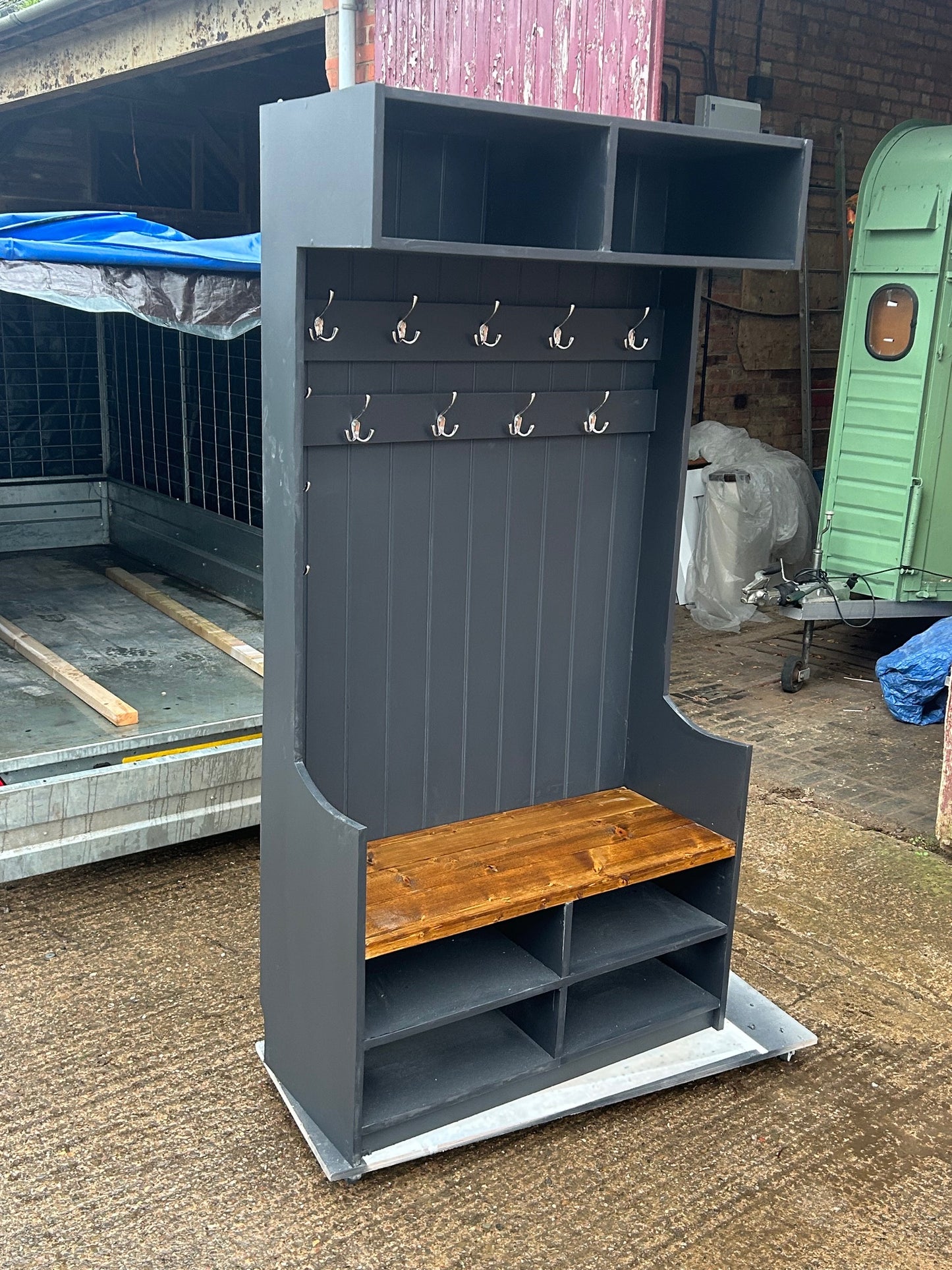 Bespoke hall unit with over head storage